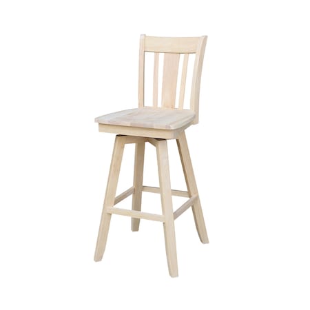 International Concepts San Remo Bar Height Stool, with Swivel, 30." Seat Height, Unfinished S-103SW